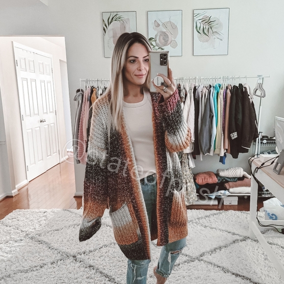 Express multicolor open sweater long cardigan - Picture 2 of 9